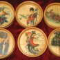 Vintage 7pc Bamboo Chinese Serving Tray Coasters Set