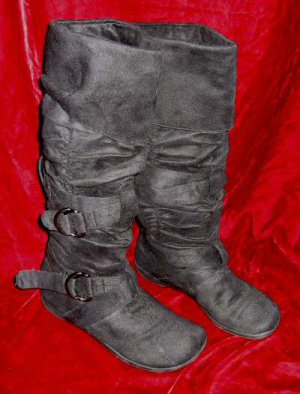 Moccasin Style Black Suede Flat Boots Shoes 5.5