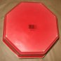 Vintage Ullman Christmas Red Plastic Octagon Box Winter Horse Sled Snow