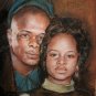 Marvelous Original  Father & Daughter Drawing Painting Art Matted