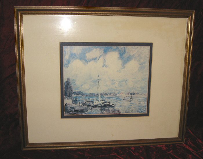 Marvelous Sailboat at Harbor Wooden Framed Art Print Poster Impressionist