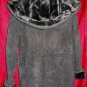Womens G-III Long Black Leather Suede Jacket Coat L