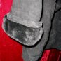 Womens G-III Long Black Leather Suede Jacket Coat L