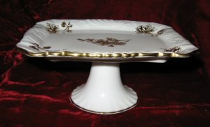 Vintage Hammersley & Co Bone China Gold Pedestal Rectangular Compote England