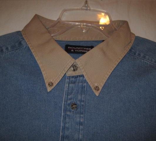 Denim Button Down Shirt Long Sleeve Khaki Collar 4XT 4XLT 4LT Big Tall ...