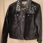 Embellished Black Denim Jacket with Skulls Size L (12-14) HANDMADE Upcycled