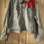 Embellished Denim Jacket Hearts with Arrow Valentine's Day Size XXL Handmade Upcycled