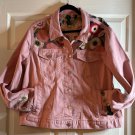 Boho Sheer Lace Embroidered Denim Jacket Upcycled Size XXL