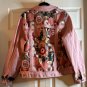 Boho Sheer Lace Embroidered Denim Jacket Upcycled Size XXL