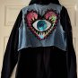 Evil Eye Hoodie Denim Jacket Upcycled Rework Embellished Size XL
