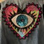 Evil Eye Hoodie Denim Jacket Upcycled Rework Embellished Size XL