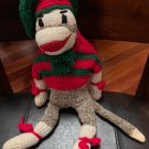 Sock Monkey Red and Green Crochet Outfit Handmade