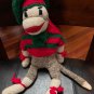 Sock Monkey Red and Green Crochet Outfit Handmade