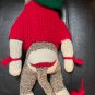 Sock Monkey Red and Green Crochet Outfit Handmade