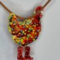 Necklace - Christmas - Animal Chicken wrapped in Lights with Santa Hat and Dangling Boots
