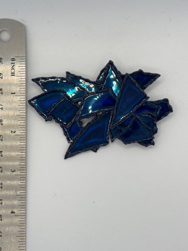 Brooch Pin - Abstract Blue Torched Chrome