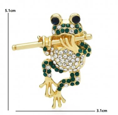 Brooch Pin - Animal - Frog Playing Flute