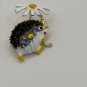 Brooch Pin - Animal - Hedgehog with Daisy