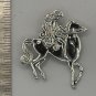 Brooch Pin - Animal - Horse with Female Rider Silver Toned