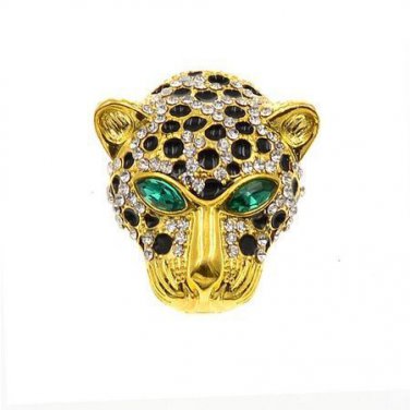 Brooch Pin - Animal - Leopard Face with Rhinestones