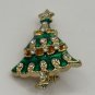 Brooch Pin - Christmas - Small Tree with Clear Rhinestones