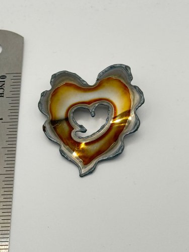 Brooch Pin - Heart Shape Gold Torched Chrome