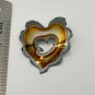 Brooch Pin - Heart Shape Gold Torched Chrome