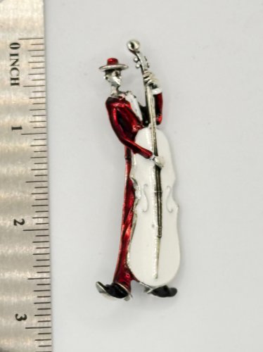 Brooch Pin - Man Playing Cello