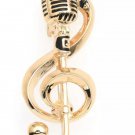 Brooch Pin - Microphone Goldtone