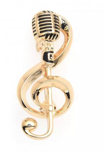 Brooch Pin - Microphone Goldtone