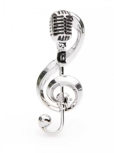Brooch Pin - Microphone Silvertone