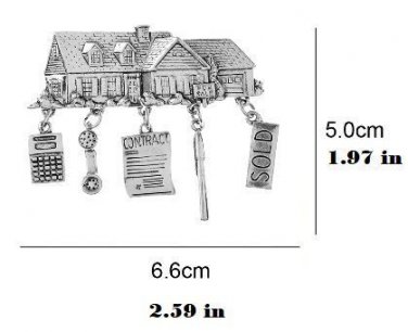 Brooch Pin - Real Estate Agent Pin House Contract Phone Pen Sold Sign Calculator