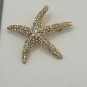 Brooch Pin - Starfish Gold Toned Metal with Rhinestones