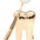 Brooch Pin - Tooth with Dental Instrument in Goldtone