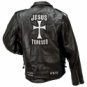 Leather Motorcycle Jacket with Christian Patches-XLarge