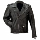 Solid Genuine Buffalo Leather Jacket-Large