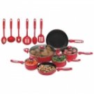 Chef's Secret 16pc Red Aluminum Cookware Set