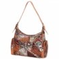 Tan Leather Handbag with Snakeskin Embossing