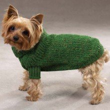 Marled Yarn Basic Knit Dog Sweater green
