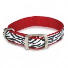 Red Zebra Striped Animal Print Dog Collar 11-14