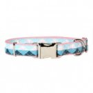 Blue And Pink Argyle Trendy Dog Collar 12-18