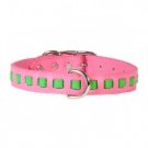 Pink And Green Dreamweaver Leather Dog Collar 22