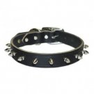 Spiked Latigo Leather Dog Collar black