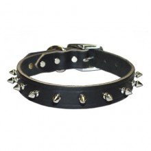 Spiked Latigo Leather Dog Collar black