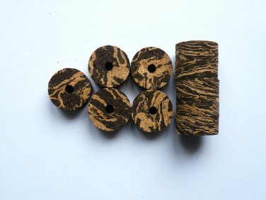 10 BURL CORK RINGS 1 1/4"X1/2" NIGHTFALL  BORE 1/4" ..