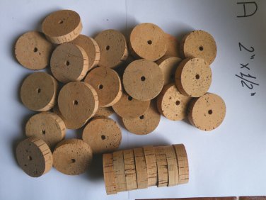 30 CORK RINGS 2"X1/2" GRADE A BORE 1/4"