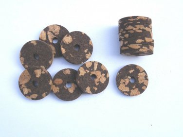 12 BURL CORK RINGS 1 1/4"X1/4" B+W  BORE 1/4"