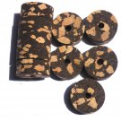 100 BURL CORK RINGS 11/4"X1/2" B+W  BORE 1/4"