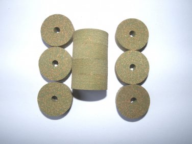 10 RUBBERIZED CORK RINGS 11/4"X1/2" BORE 1/4" GREEN