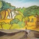 Original Pastel. Lone man in Bush.